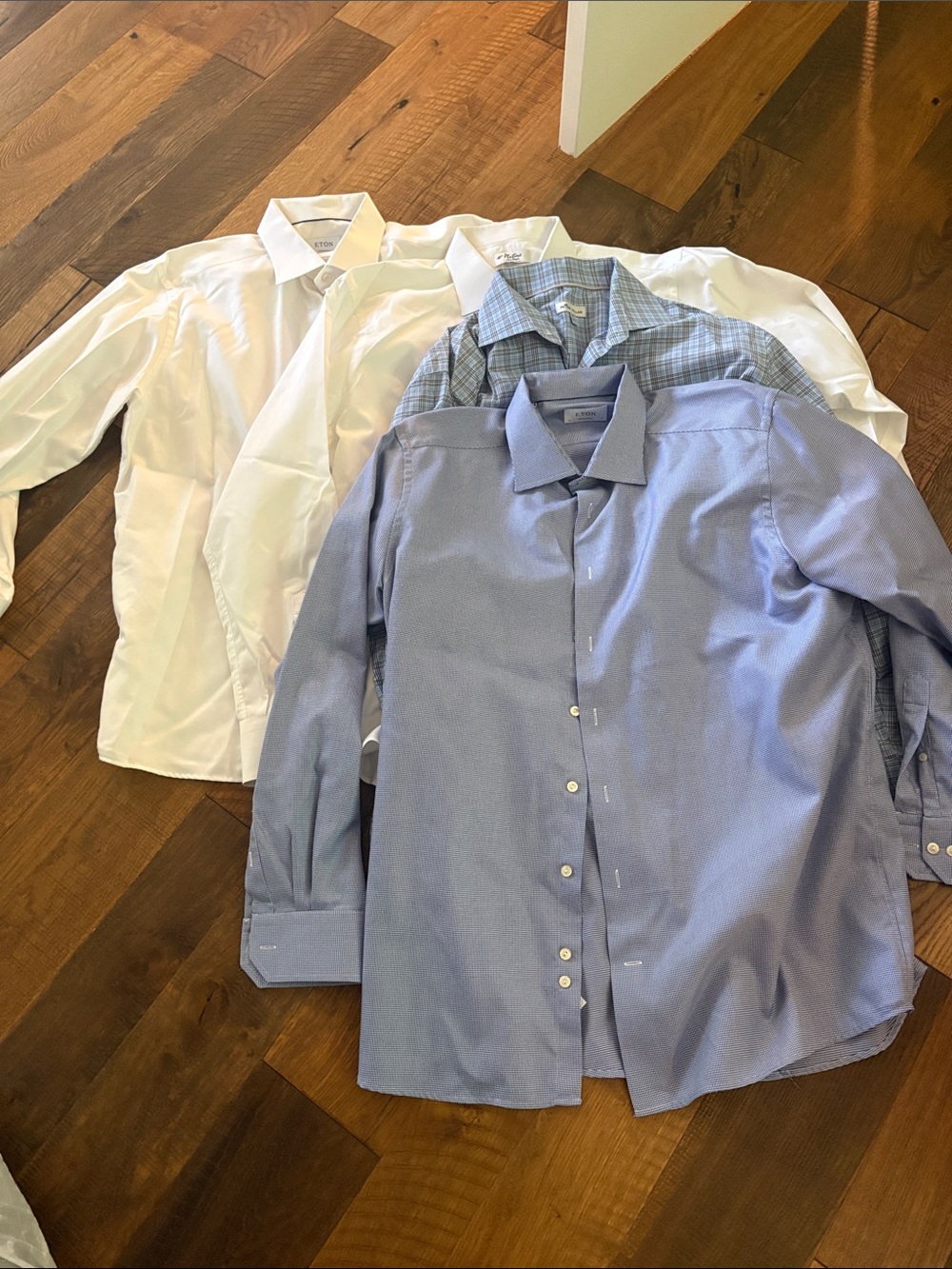 Men's Blue and White Dress Shirt - Classic Button-Up